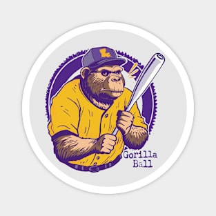 Vintage Gorilla Ball // Gorilla Baseball Player Magnet